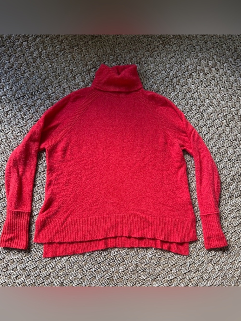 Alpaca Merino Wool Blend J Crew Red Orange Turtleneck Sweater